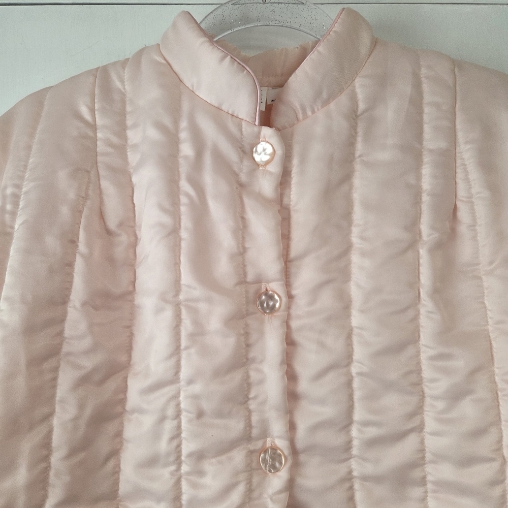 VINTAGE SEARS Pink Quilted Satin Bed Jacket Coquette Romantic - Picture 4 of 8